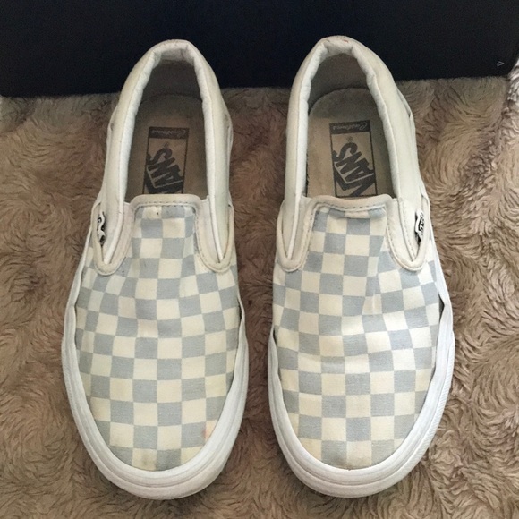 light blue checkered vans womens